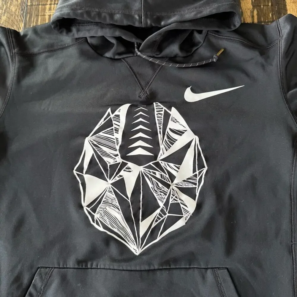 NIKE - FOOTBALL - Black Hoodie with Geometric Design - SMALL - Picture 10 of 16